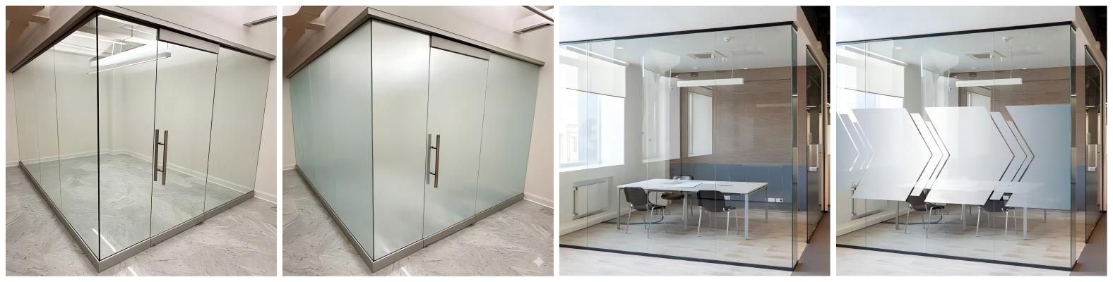Clear and frosted glass partition solutions for offices Clear and frosted glass partition solutions for offices